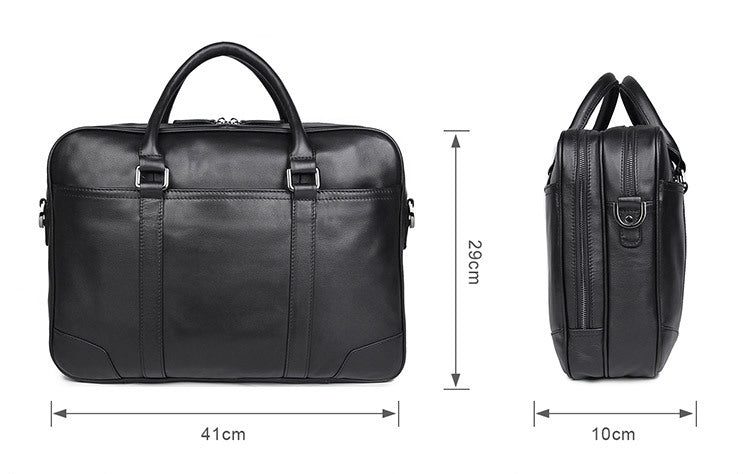 Black Cowhide Leather Briefcase for Men 7348-Briefcases-Black-Free Shipping Leatheretro