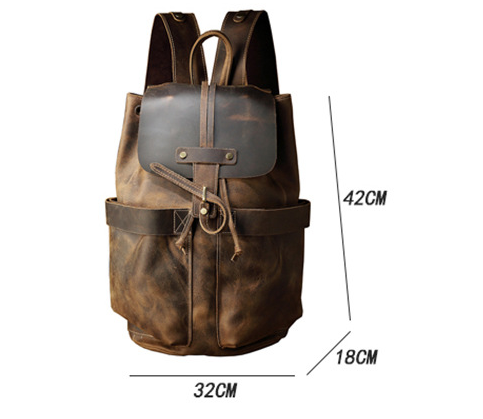 Handmade Leisure Vintage Leather Backpacks-Backpack-Dark Brown-Big-Free Shipping Leatheretro