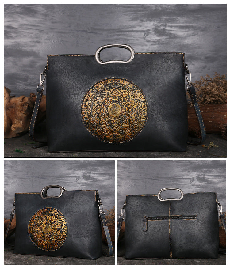 Vintage Large Storage Cowhide Leather Women Handbags 1158-Handbags-Coffee-Free Shipping Leatheretro