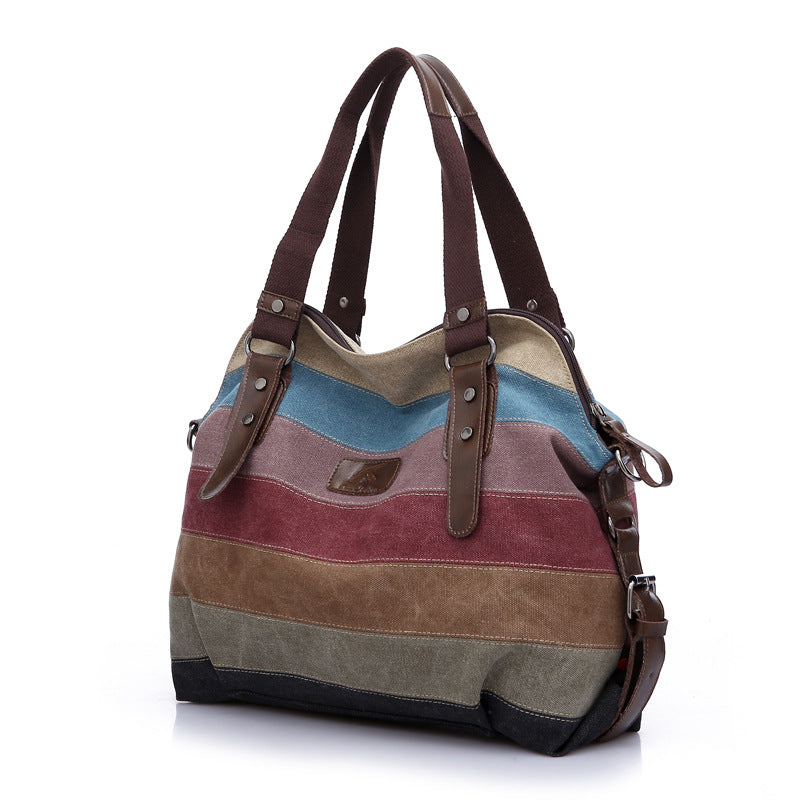 Rainbow Design Canvas Shoulder Bags for Women K988-Handbags-The same as picture-Free Shipping Leatheretro