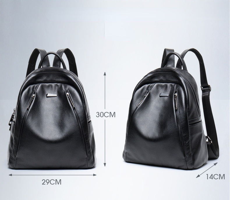 Balck Casual Leather Traveling Backpack for Women-Backpacks-Black-Free Shipping Leatheretro