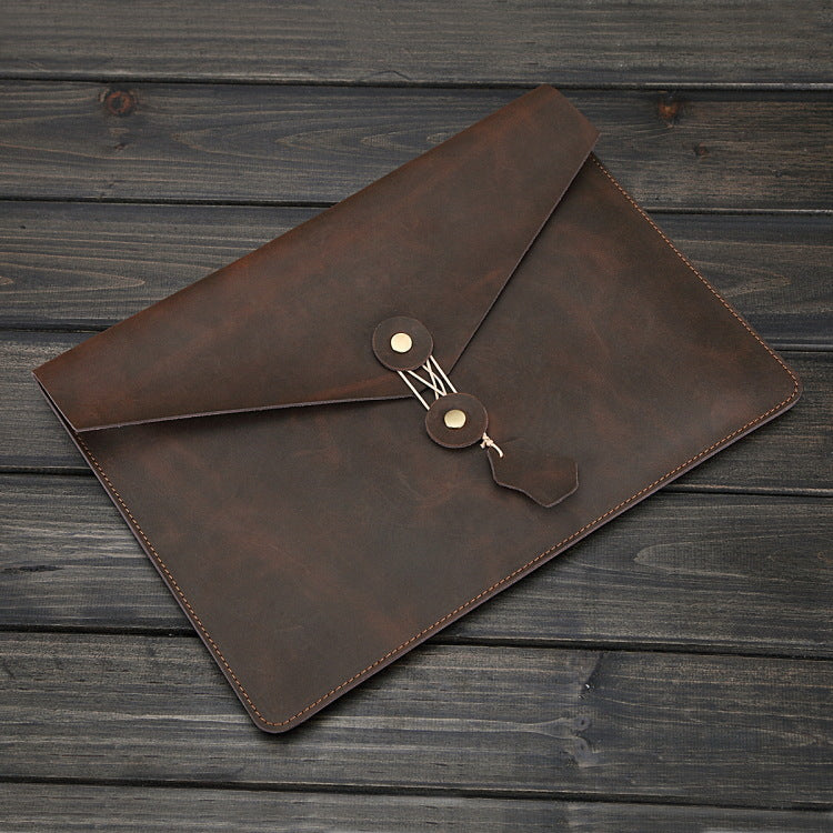Vintage Business Leather A4 Portfolio Bag 025-Leather Padfolio & Portfolio-Coffee-Free Shipping Leatheretro