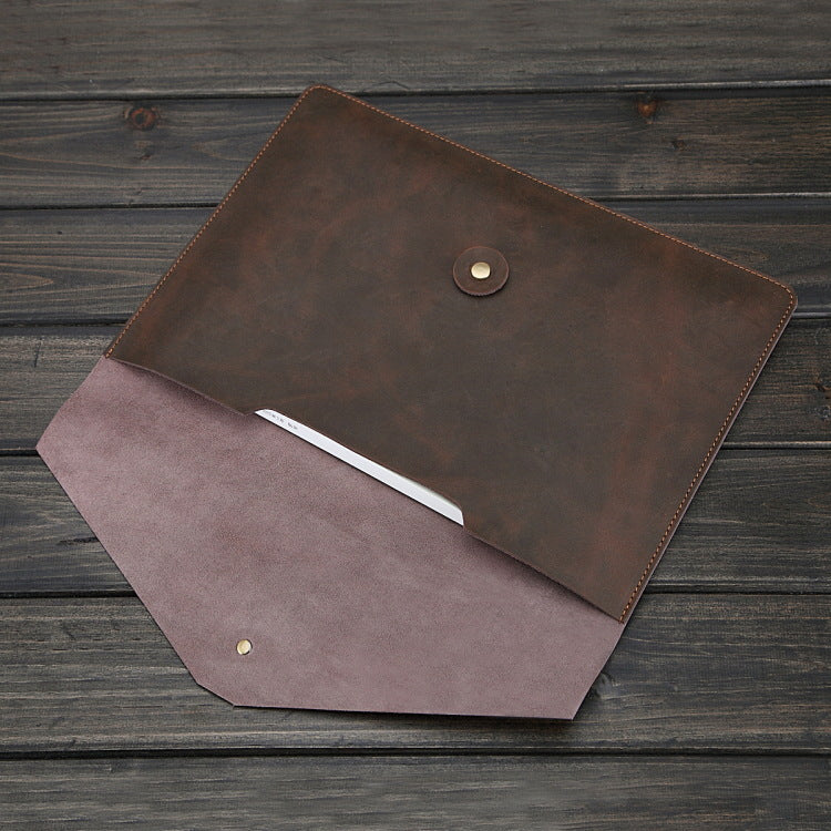 Vintage Business Leather A4 Portfolio Bag 025-Leather Padfolio & Portfolio-Coffee-Free Shipping Leatheretro