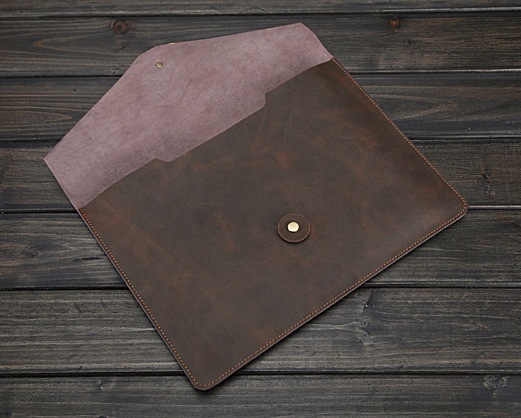 Vintage Business Leather A4 Portfolio Bag 025-Leather Padfolio & Portfolio-Coffee-Free Shipping Leatheretro