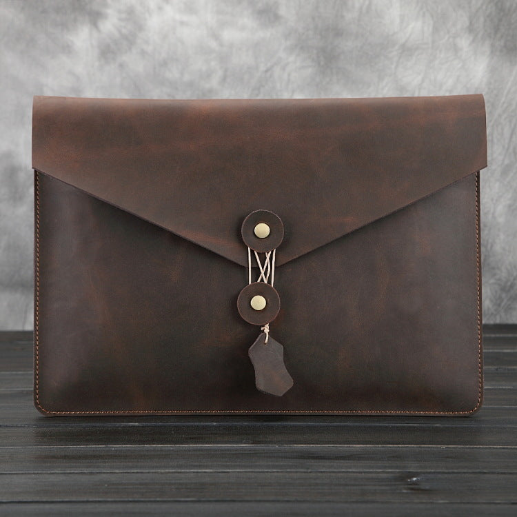 Vintage Business Leather A4 Portfolio Bag 025-Leather Padfolio & Portfolio-Coffee-Free Shipping Leatheretro