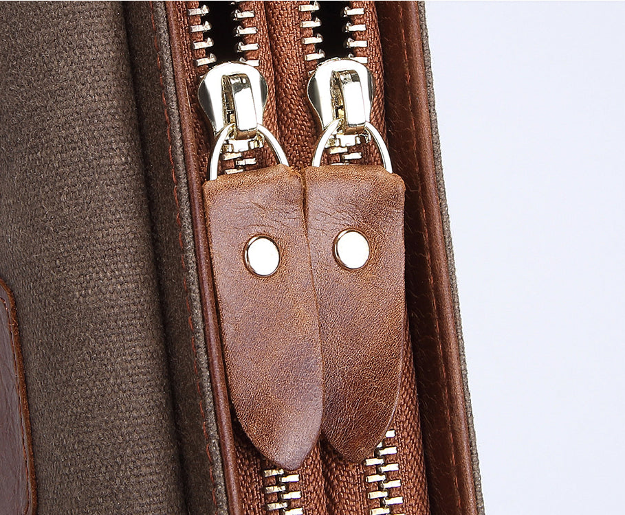 Double Zipper Cowhide Leather Weallets 9060-Handbags, Wallets & Cases-Black-Free Shipping Leatheretro