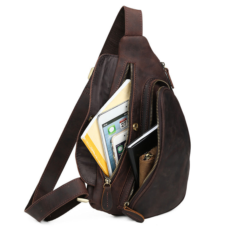 Large Storage Extendable Cowhide Leather Shoulder Bag for Cycling 3141-Bicycle Bags & Panniers-Dark Brown-Free Shipping Leatheretro