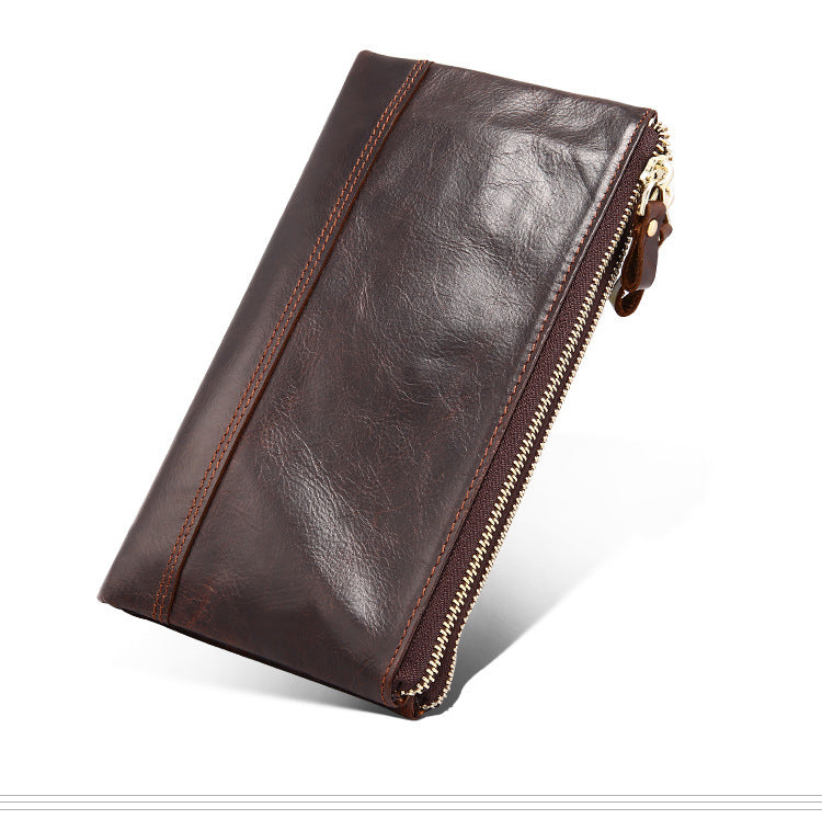 Fashion Leather Zipper Phone Wallet 9334-Leather Wallet-Dark Brown-Free Shipping Leatheretro