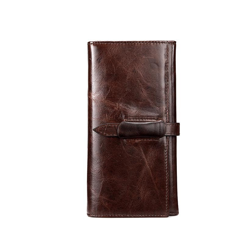 Vintage Handmade Leather Long Wallet for Men 6209-Handbags, Wallets & Cases-Coffee-Free Shipping Leatheretro