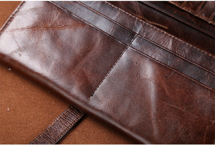 Vintage Handmade Leather Long Wallet for Men 6209-Handbags, Wallets & Cases-Coffee-Free Shipping Leatheretro