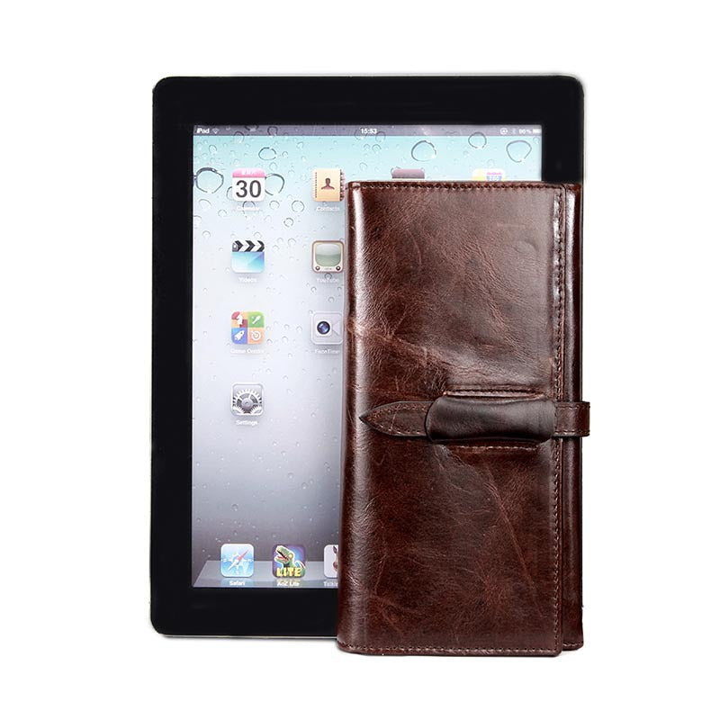 Vintage Handmade Leather Long Wallet for Men 6209-Handbags, Wallets & Cases-Coffee-Free Shipping Leatheretro