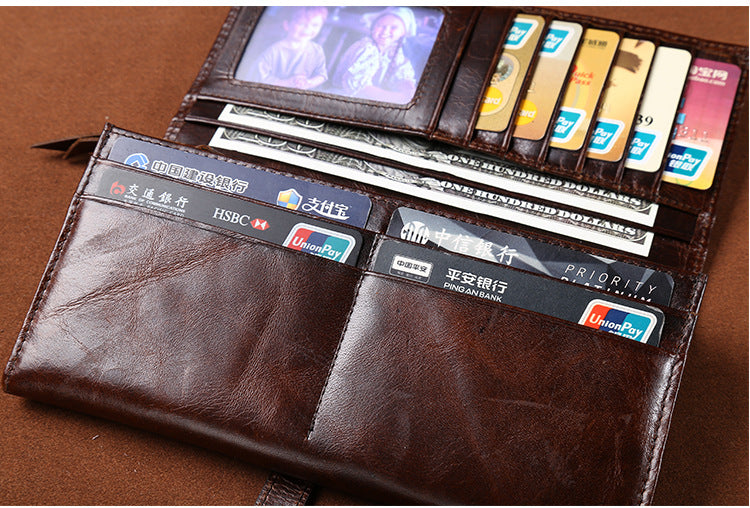 Vintage Handmade Leather Long Wallet for Men 6209-Handbags, Wallets & Cases-Coffee-Free Shipping Leatheretro