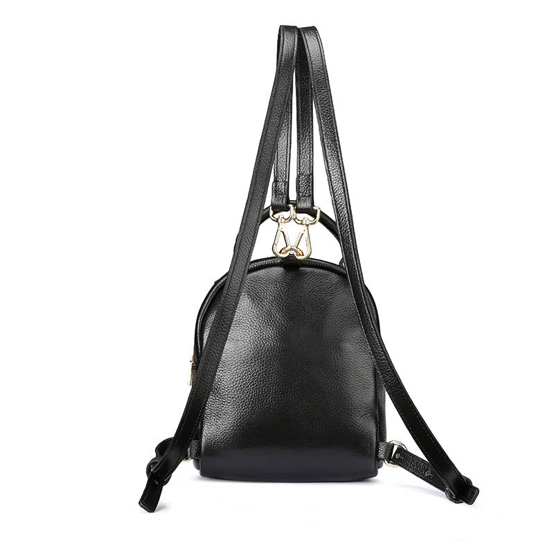 Handmade Black Mini Leather Backpack for Women 0181-Backpacks-Black-Free Shipping Leatheretro