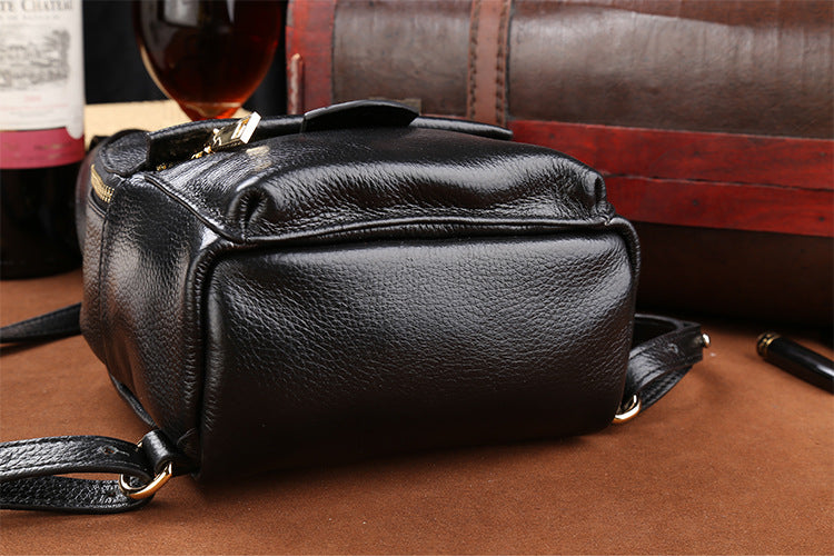 Handmade Black Mini Leather Backpack for Women 0181-Backpacks-Black-Free Shipping Leatheretro