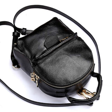 Handmade Black Mini Leather Backpack for Women 0181-Backpacks-Black-Free Shipping Leatheretro
