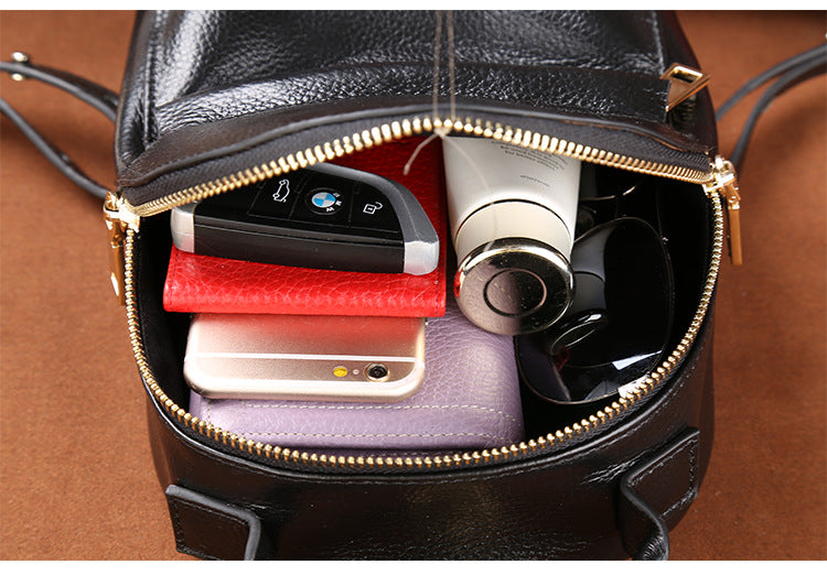 Handmade Black Mini Leather Backpack for Women 0181-Backpacks-Black-Free Shipping Leatheretro