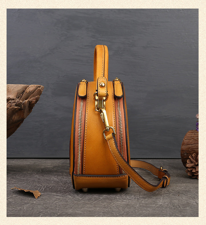 Vintage Embossing Rabbit Round Shape Shoulder Handbags 6223-Handbags-Green-Free Shipping Leatheretro