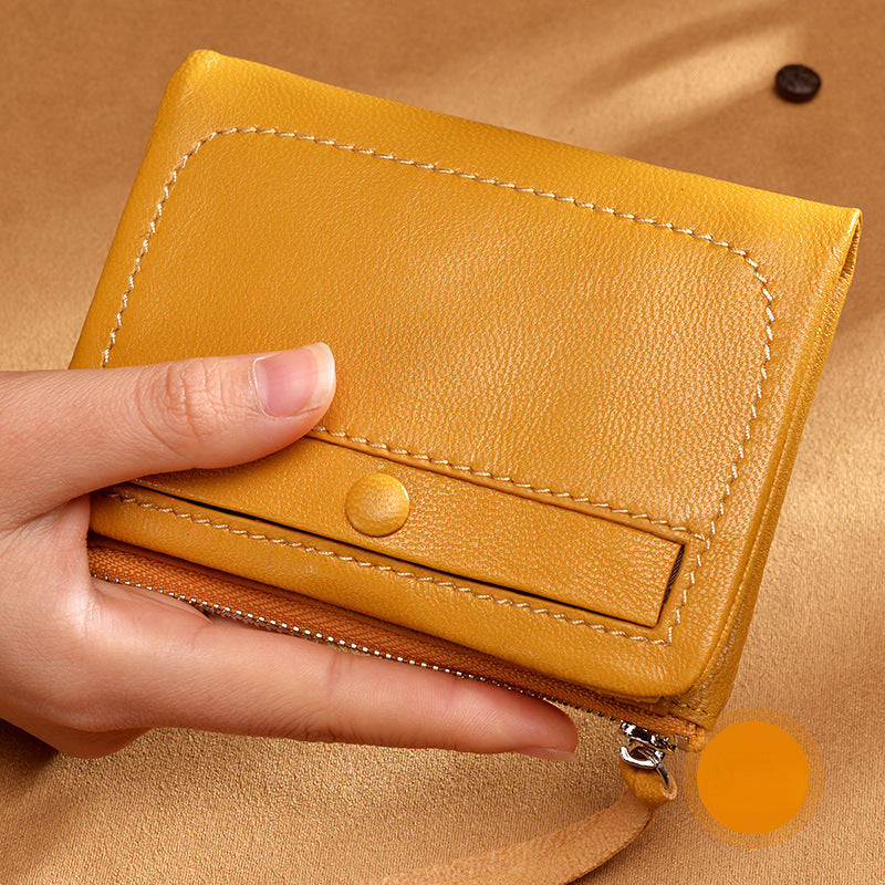 Lovely Sheepskin Zipper Leather Wallets for Women 3435-Handbags, Wallets & Cases-Yellow-Free Shipping Leatheretro