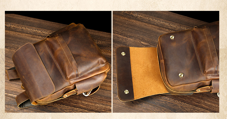 Retro Leather Travel Backpack Bag P-8090-Leather Backpack-Brown-Free Shipping Leatheretro