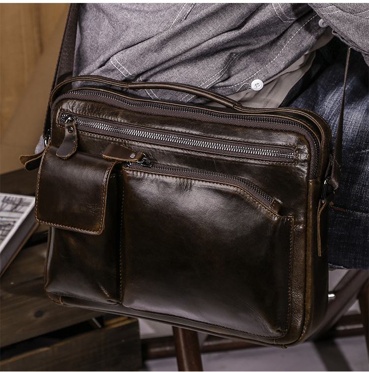 New Fashion Small Casual Leather Briefcase X1005-Leather Briefcase-Coffee-Free Shipping Leatheretro