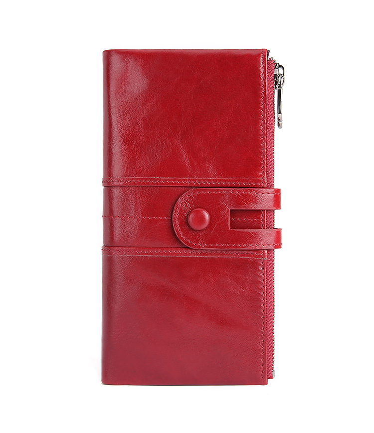 Women Vintage Leather Fashion Long Purse J2072-Leather Wallets-Red-Free Shipping Leatheretro