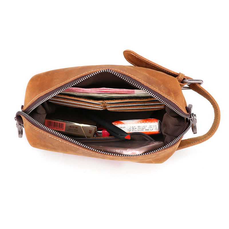 Vintage Multi Functional Leather Organizer Toiletry Bag 6465-Leather Toiletry Bag-Chocolate-Free Shipping Leatheretro