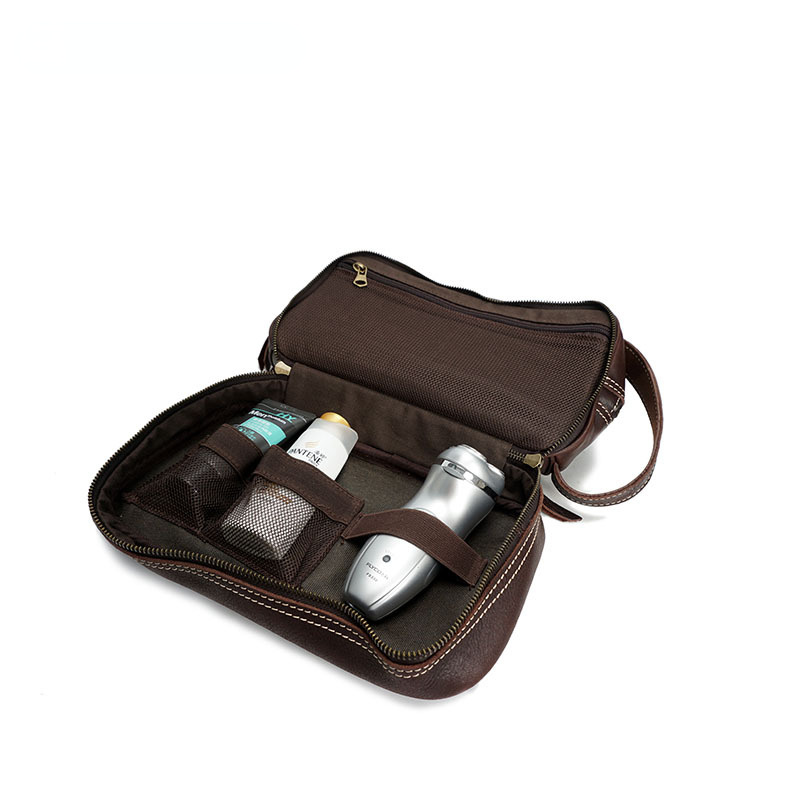 Vintage Leather Toiletry Bags 8120-Leather Toiletry Bag-Black-Free Shipping Leatheretro