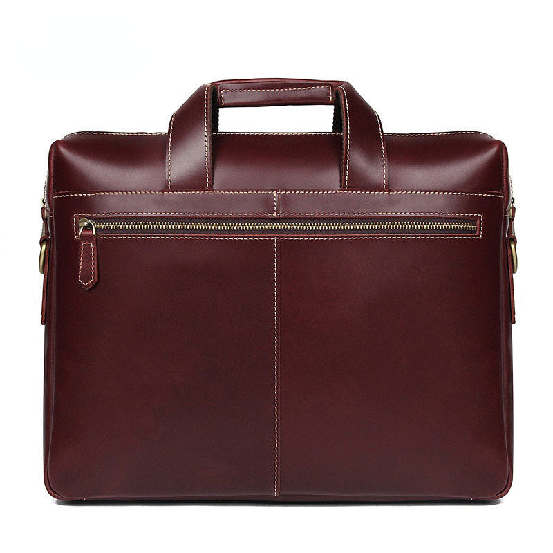 Vintage Genuine Leather Business Briefcase 7167-Briefcases-Wine Red-Free Shipping Leatheretro