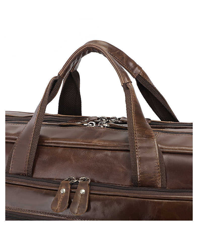 Vintage Leahter Briefcase 17" Leather Laptop 7320-Briefcases-Coffee-Free Shipping Leatheretro