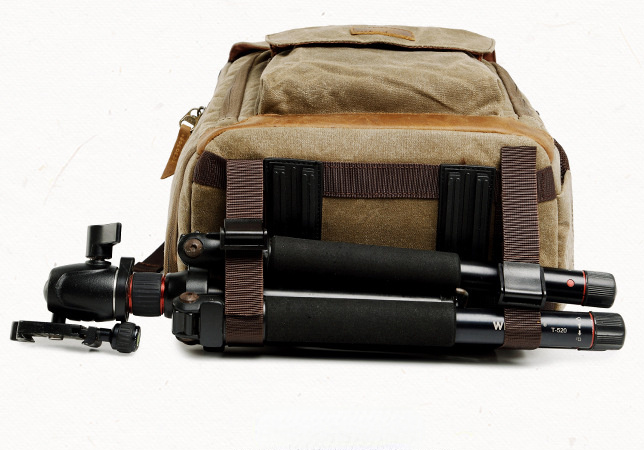 Waxed Canvas Backpack with Inside SLR Camera Bag 279-canvas camera backpack-Khaki-Free Shipping Leatheretro