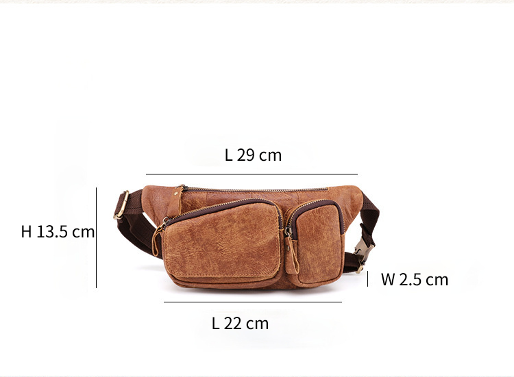 Vintage Men Outdoor Leather Waist/Chest Bag J6469-Leather Waist Bag-Brown-Free Shipping Leatheretro