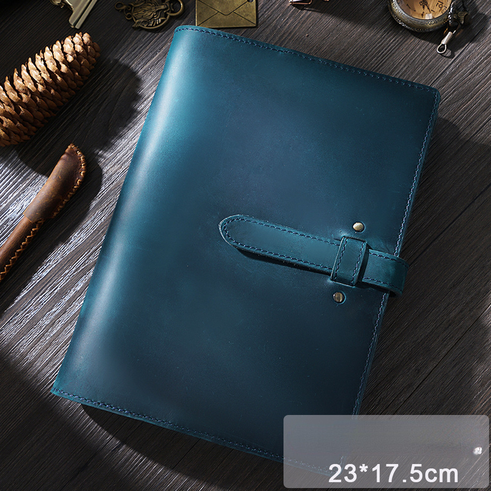 Vintage A5/A6 Sized 6 Ring Binder Leather Portfolio/Journal Book-Portfolios & Padfolios-Brown-A5-Free Shipping Leatheretro