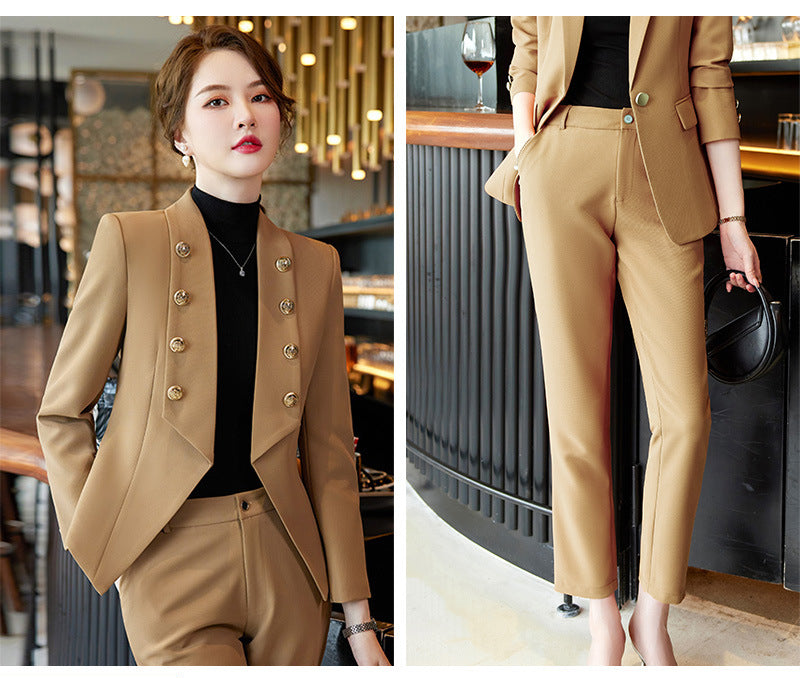 Classy Business Office Lady Suits-Suits-Khaki-S-Free Shipping Leatheretro