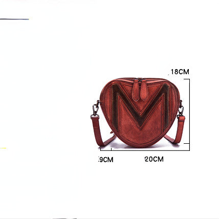 Leisure Heart Shape Design Leather Women Shoulder Bags 8055-Handbags-Red-Free Shipping Leatheretro