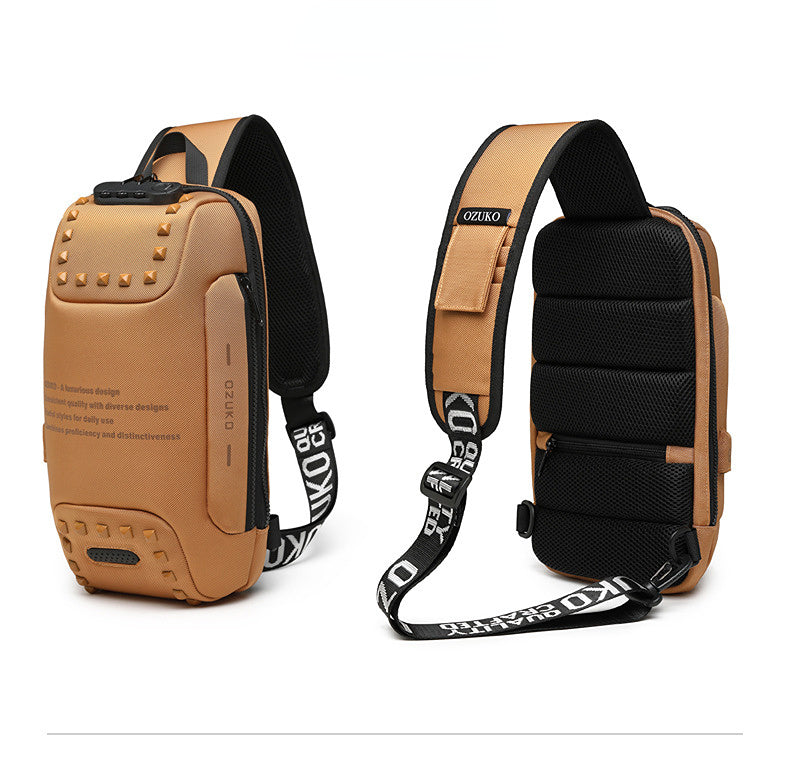 Waterproof Oxford Fabric Casual Chest Bags for Men 0424-Bicycle Bags & Panniers-White-Free Shipping Leatheretro