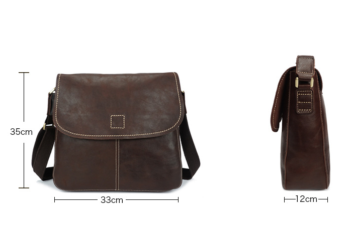 Handmade Oil Wax Leather Crossbody Men's Bag 8069-Leather bags for men-Brown-Free Shipping Leatheretro