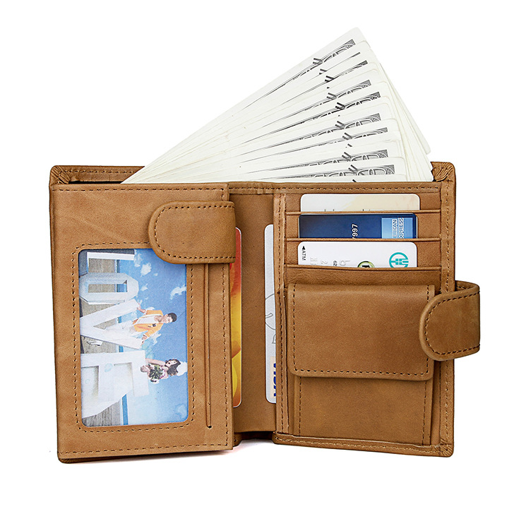 Cowhide RFID Leather Wallets for Men 8129-Leather Wallets-Brown-Free Shipping Leatheretro