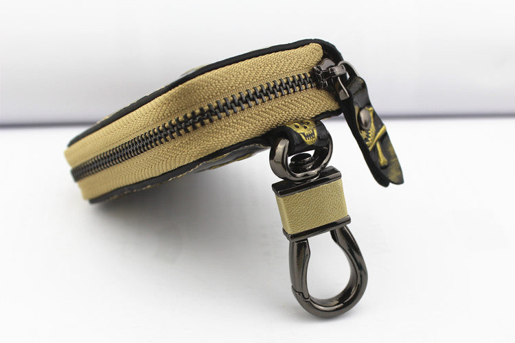 Vintage Leather Skeleton Zipper Key Case 9088-Leather Cases for Key-White-Free Shipping Leatheretro