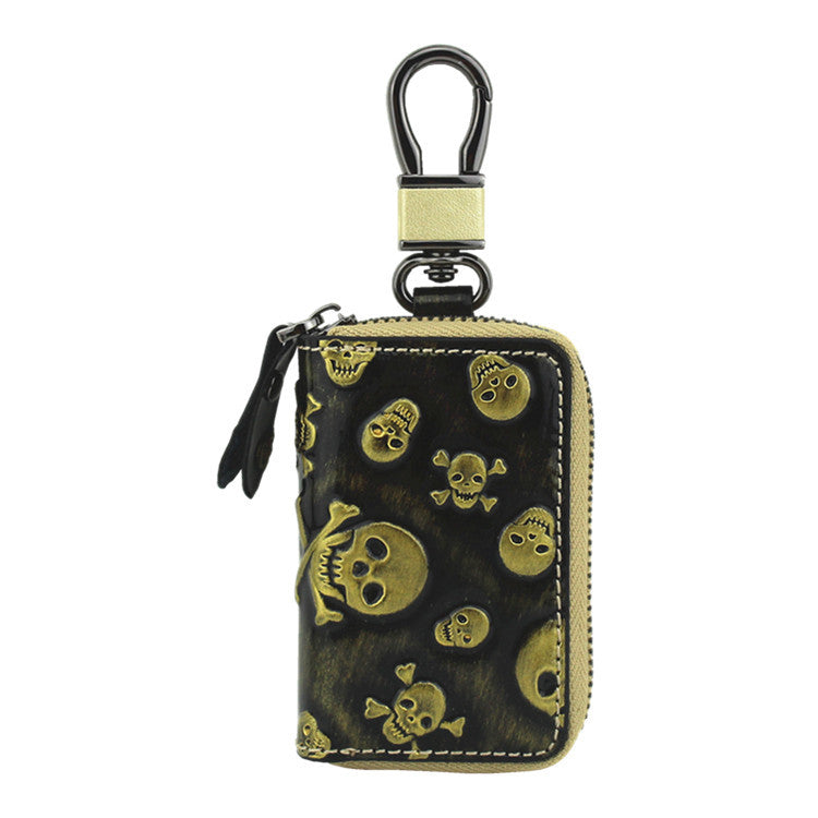 Vintage Leather Skeleton Zipper Key Case 9088-Leather Cases for Key-White-Free Shipping Leatheretro