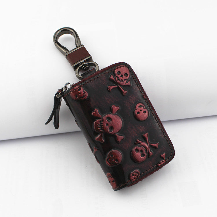 Vintage Leather Skeleton Zipper Key Case 9088-Leather Cases for Key-White-Free Shipping Leatheretro