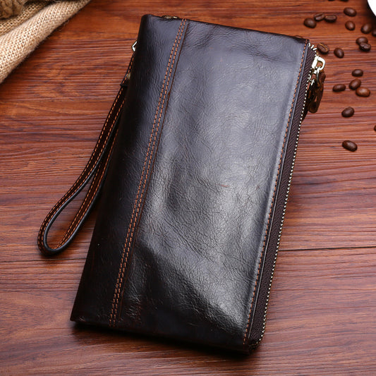 Fashion Leather Zipper Phone Wallet 9334-Leather Wallet-Dark Brown-Free Shipping Leatheretro