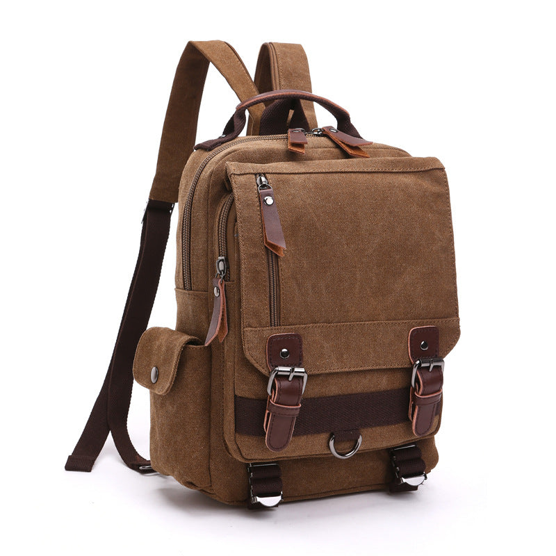 Men's Outdoor Traveling Backpack for Men and Women 8596-Backpacks-One Shoulder-Coffee-Free Shipping Leatheretro