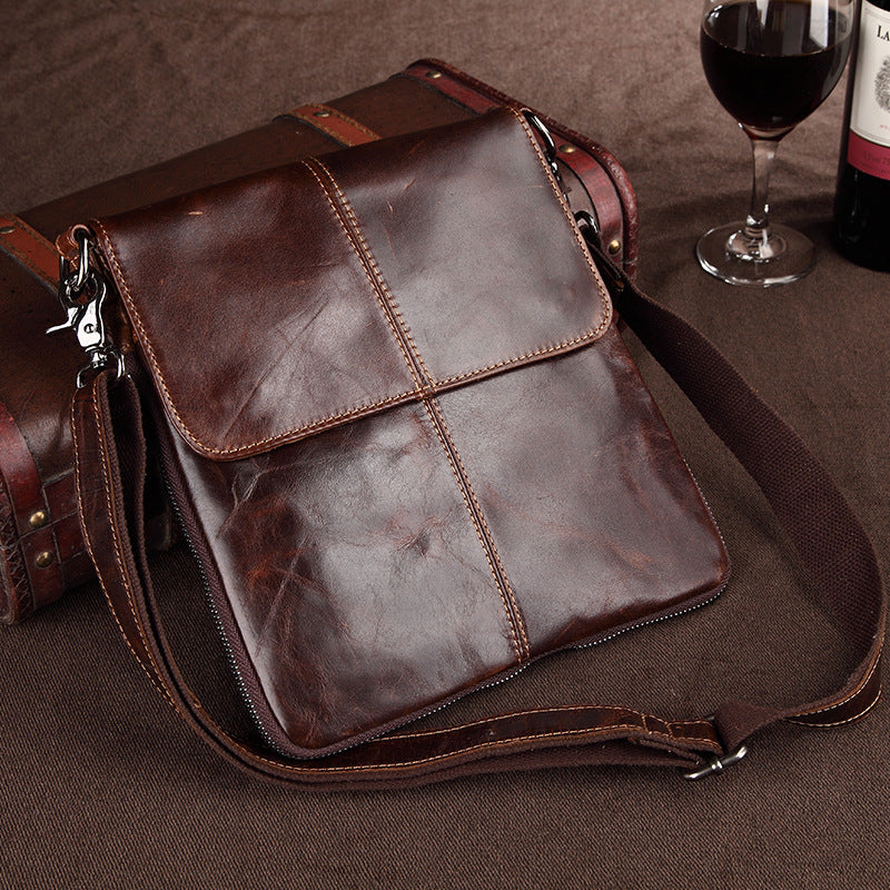 Casual Vintage Men's Leahter Crossbody Bag for IPad 5217-Leather Bags For Men-Coffee-Free Shipping Leatheretro