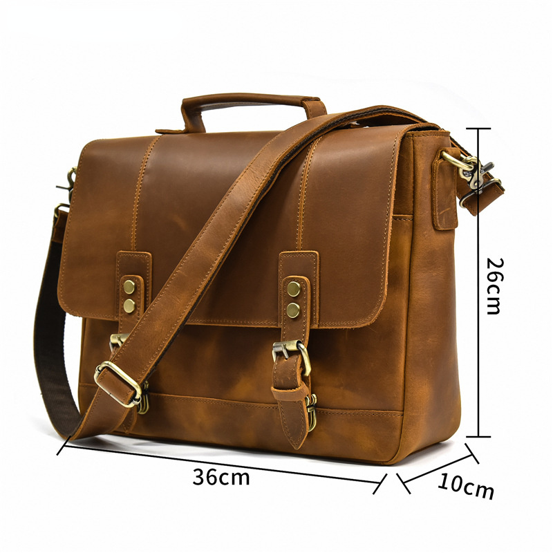 Vintage Men Leather Large Storage Business Briefcase 8321-Leateher Briefcase-Brown-Free Shipping Leatheretro