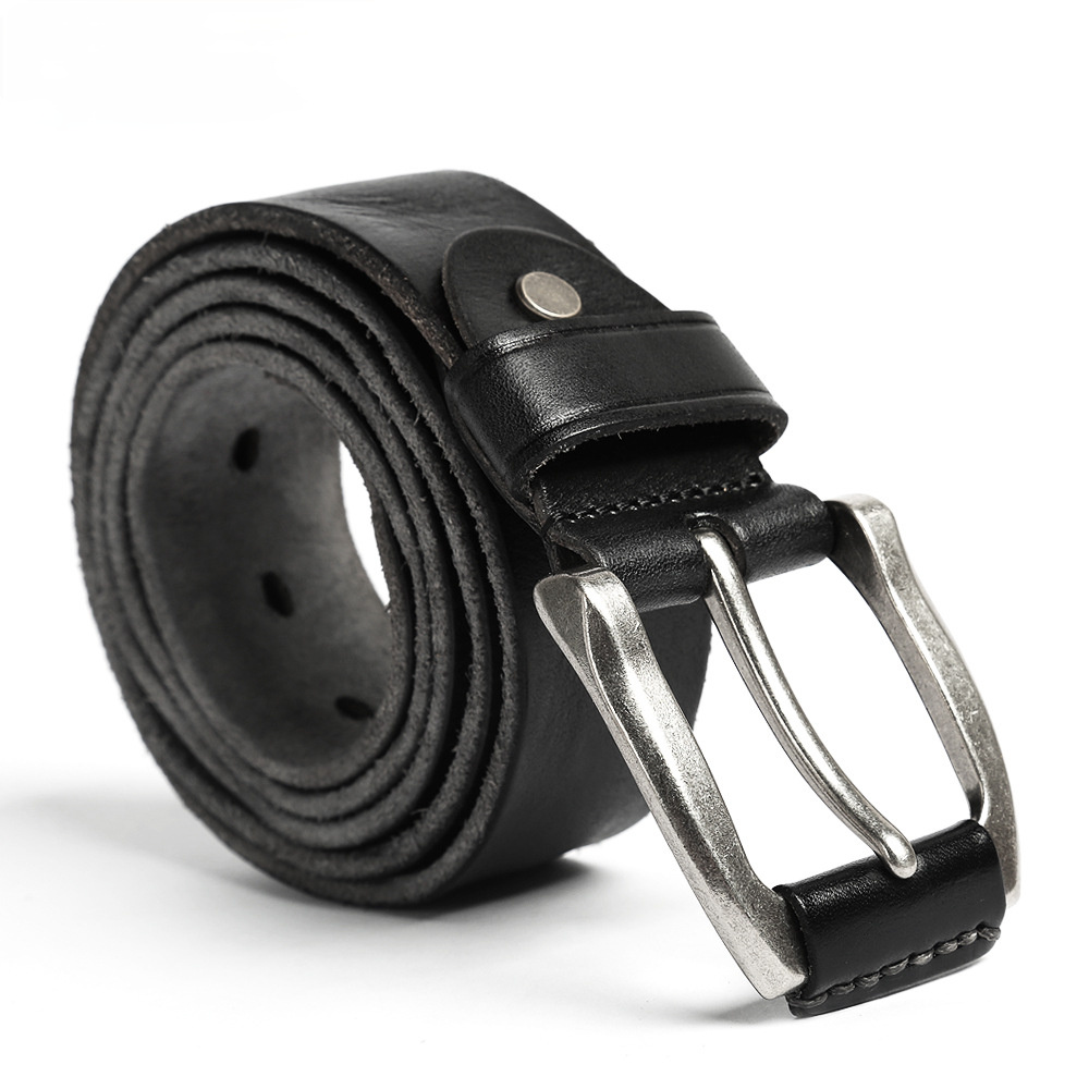 Retro Men's Handmade Leather Casual Belt 15007-Leather Belt-Black-Free Shipping Leatheretro