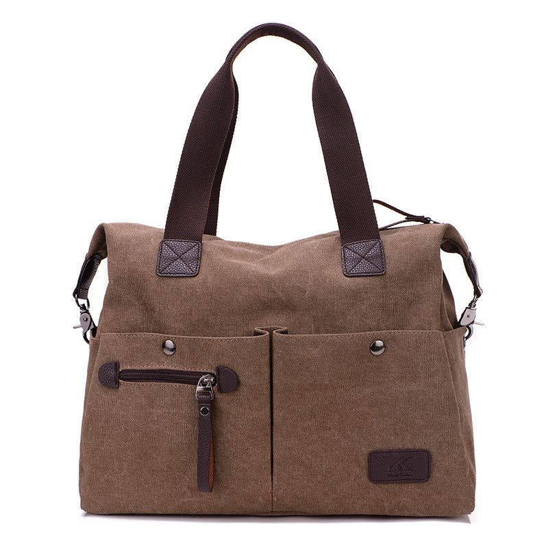 Vintage Large Traveling Crossbody Canvas Bags 1111-Handbags-Brown-Free Shipping Leatheretro