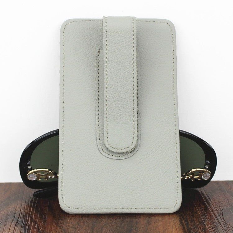 Leather Car Sun Visor Case for Tickets or Glasses Y523-Gray-Free Shipping Leatheretro