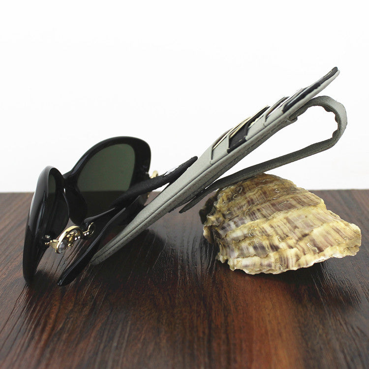 Leather Car Sun Visor Case for Tickets or Glasses Y523-Gray-Free Shipping Leatheretro