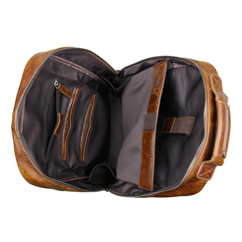 Vintage Large Storage Cowhide Leather Backpack 7347-Backpacks-Coffee-Free Shipping Leatheretro