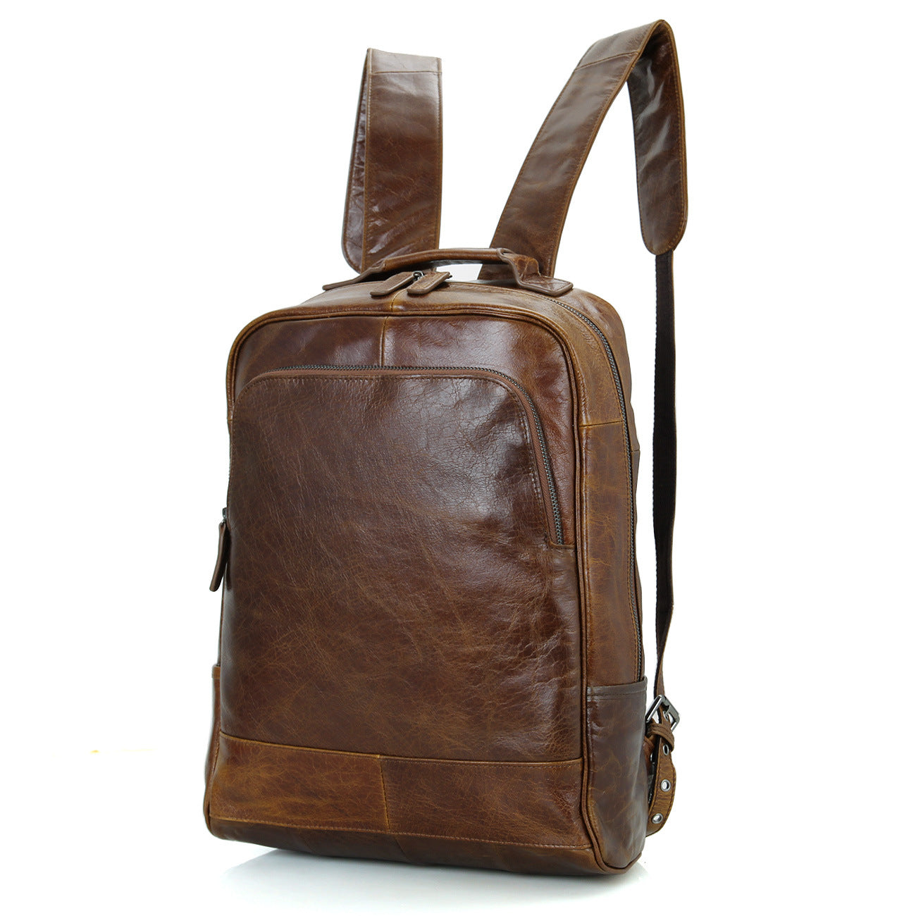 Vintage Large Storage Cowhide Leather Backpack 7347-Backpacks-Coffee-Free Shipping Leatheretro